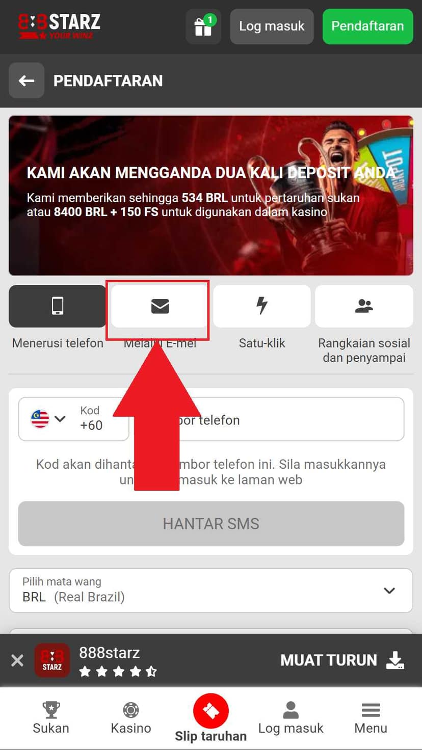 888starz registration step 2