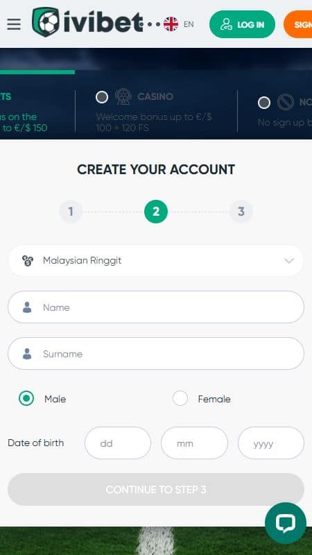 ivibet registration step 2