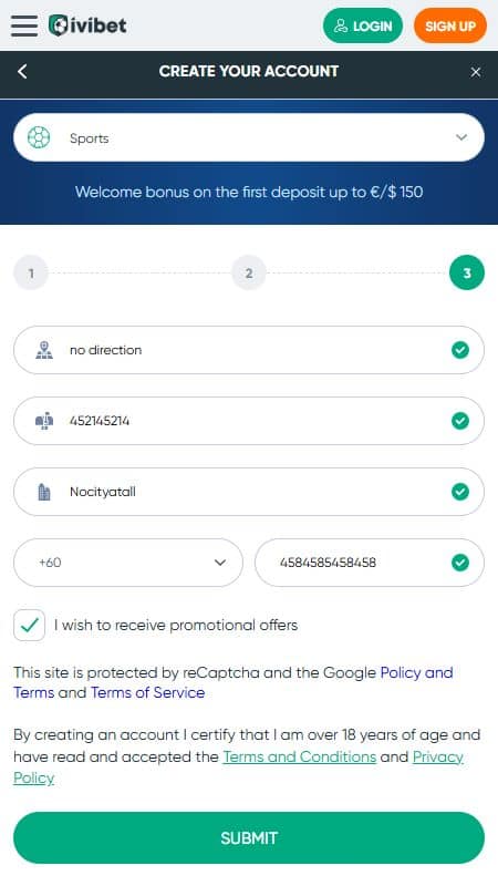 ivibet registration step submit