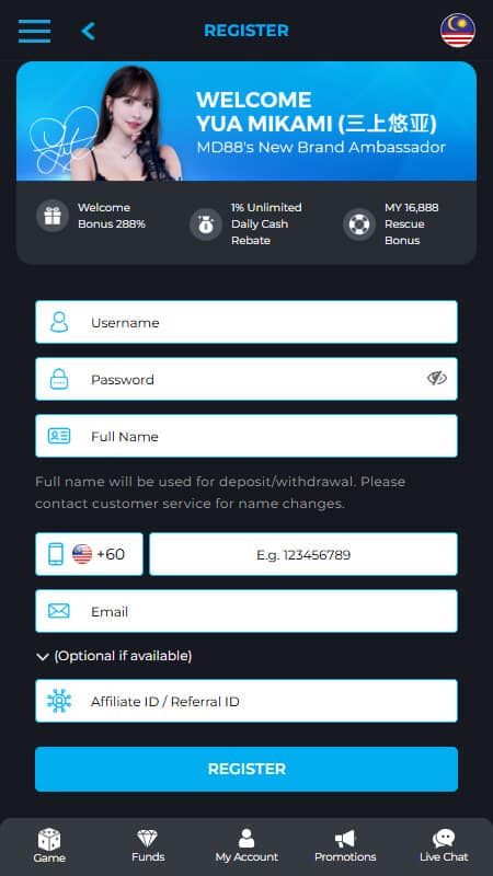 MD88 registration account
