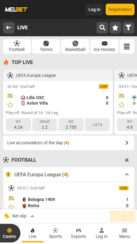 MelBet live betting