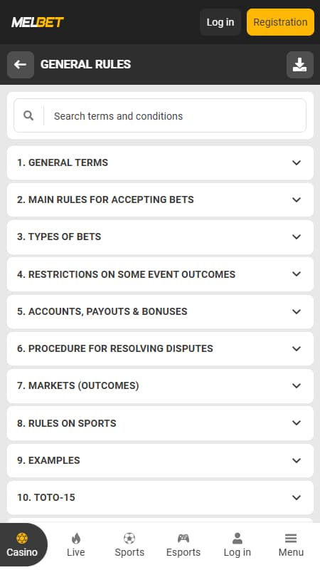 MelBet Terms and Conditions