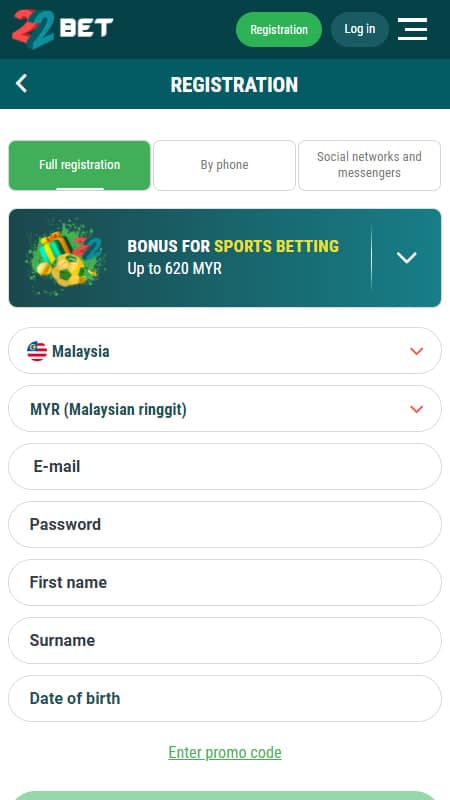 mendaftar di 22bet 2