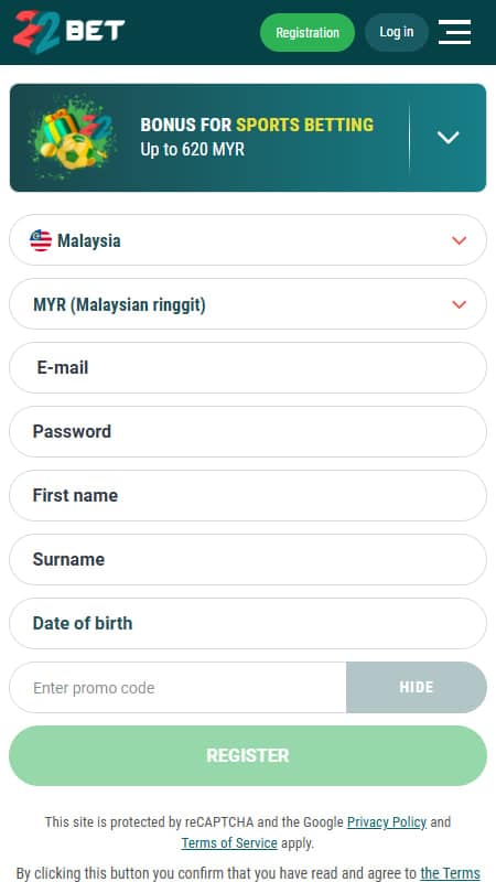 mendaftar di 22bet 3