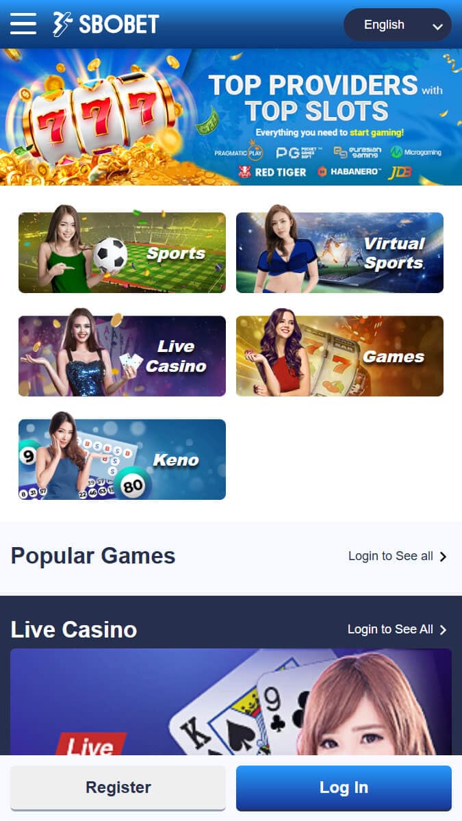 Sbobet bookmaker homepage