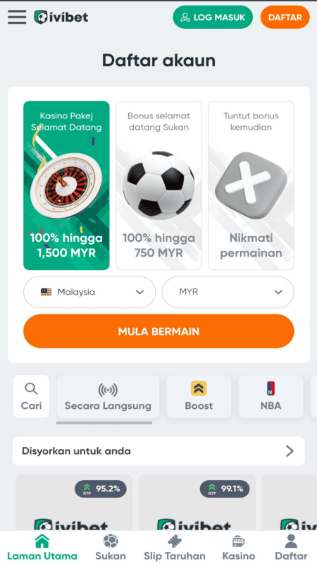 Ivibet bookmaker homepage