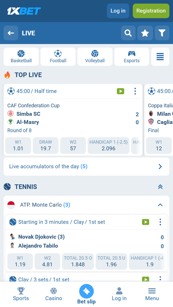 1xbet in-play betting