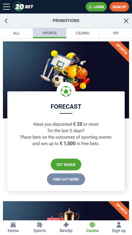 20bet sport bonus