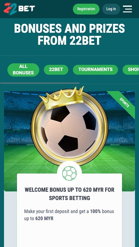 22Bet World Cup bonuses in Malaysia