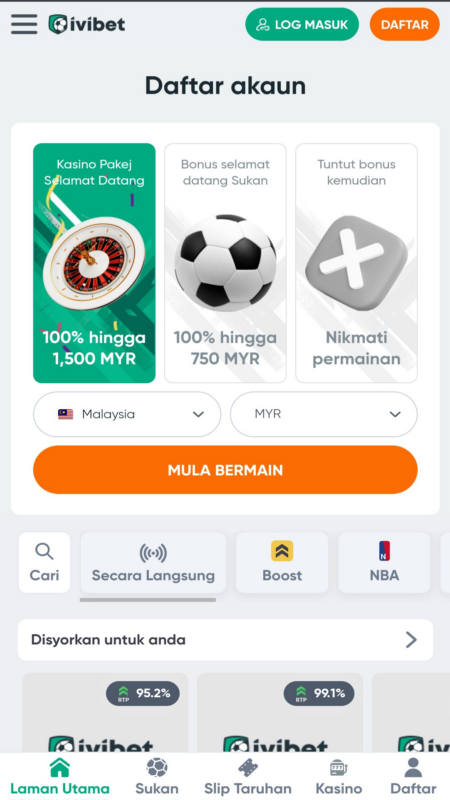 IviBet Malaysia Main Page