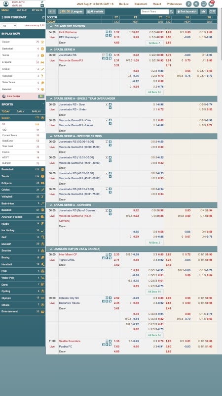 J8DE sports betting interface