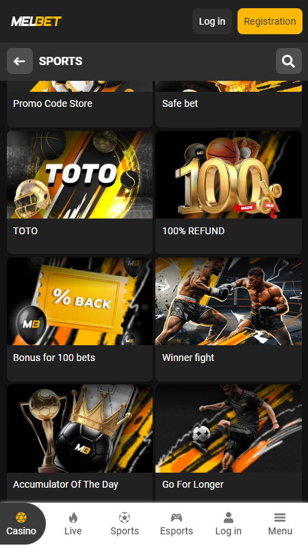 MelBet sport bonuses and promotions