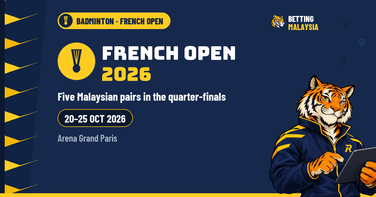 Terbuka Perancis 2026 · Lima beregu Malaysia di suku akhir · 20–25 Okt 2026 · Arena Grand Paris — imej muka depan berita Betting Malaysia