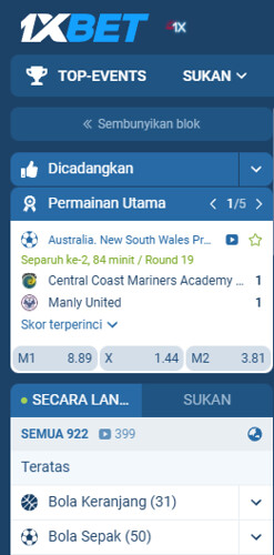 Taruhan Langsung di 1xBet