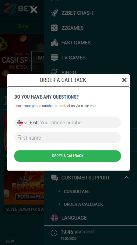 22Bet Sokongan Pelanggan Malaysia