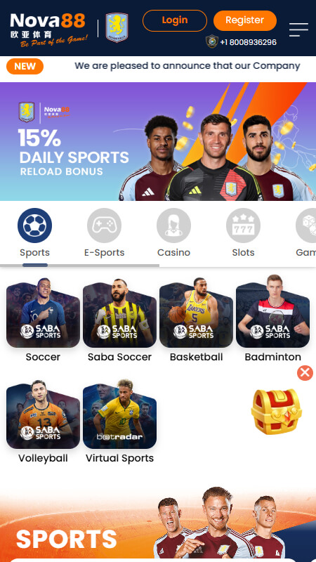 Nova88 Bookmaker main page