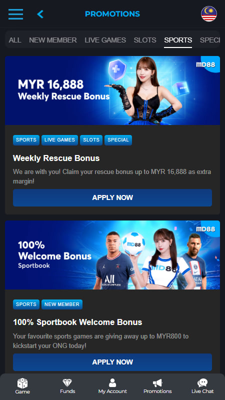 MD88 Malaysia Bonuses and Promotions