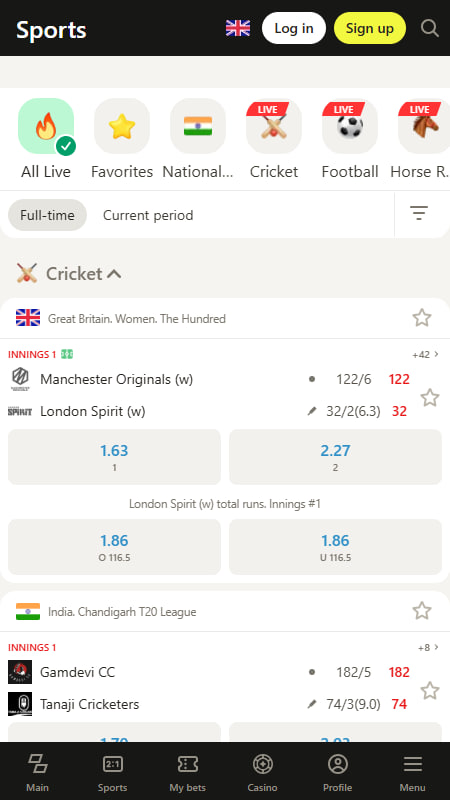 Parimatch Live Betting