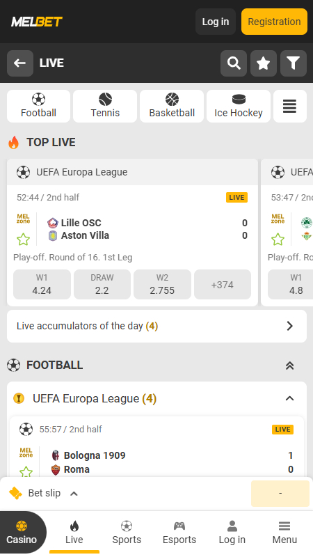 MelBet live betting